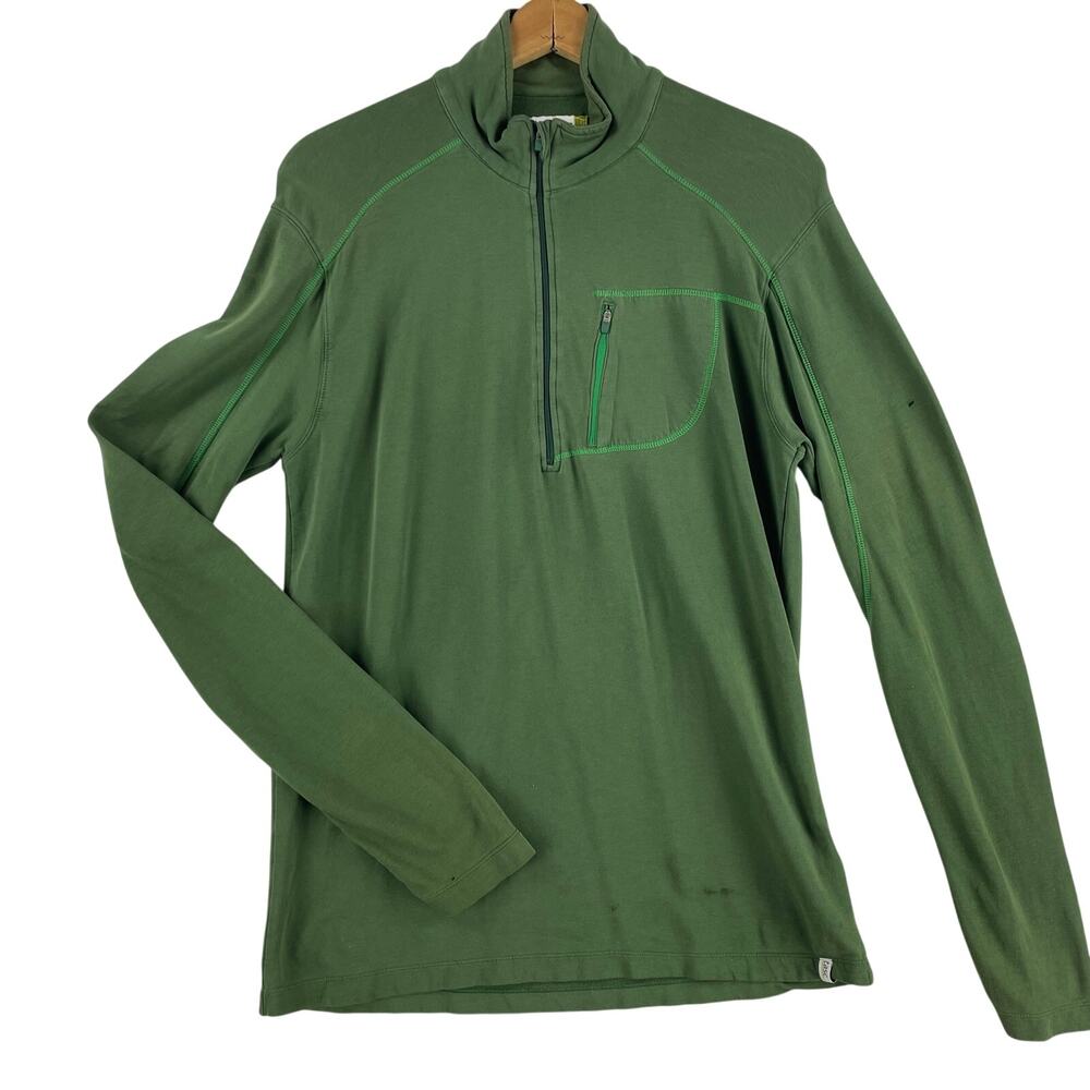 tasc Performance Mens 1/4 Zip Pullover SZ L Green Bamboo Organic Cotton